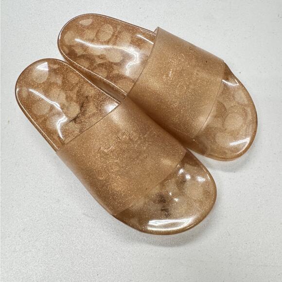 Coach Pink Champagne Jelly Slides Women’s 5 Flat Sandals Beach Pool Vacation - Picture 1 of 8